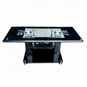 Coffee table center table tempered glass PVC aluminium open up with flower