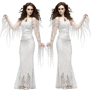 PGWC4976-Disfraz occidental de Halloween, vestido blanco Sexy para mujer