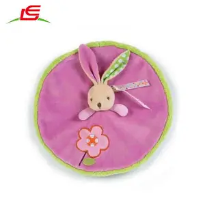 customized EN71 Comfortable cute round plush doudou with 22cm dia rabbit stuffed animal bean bag storage