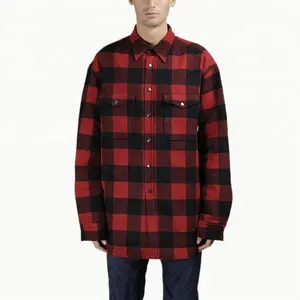 Camicia personalizzata da uomo imbottita a quadri in flanella rossa da uomo di ultima generazione