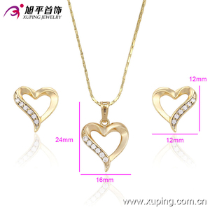 63547 <span class=keywords><strong>Xuping</strong></span> Conjuntos de Joyería Chapados en Oro de 14k, Conjunto de Aretes con Forma de Corazón, Joyería Brasileña de Oro con Diamantes - Product Image 4