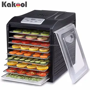 Color Negro Digital comida cruda seca máquina de secado deshidratador de alimentos con BPA libre de acero inoxidable de secado bandejas 6-9 bandejas opción