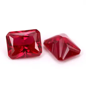 人造宝石5 # 红宝石八角形切割红刚玉松散合成红宝石石