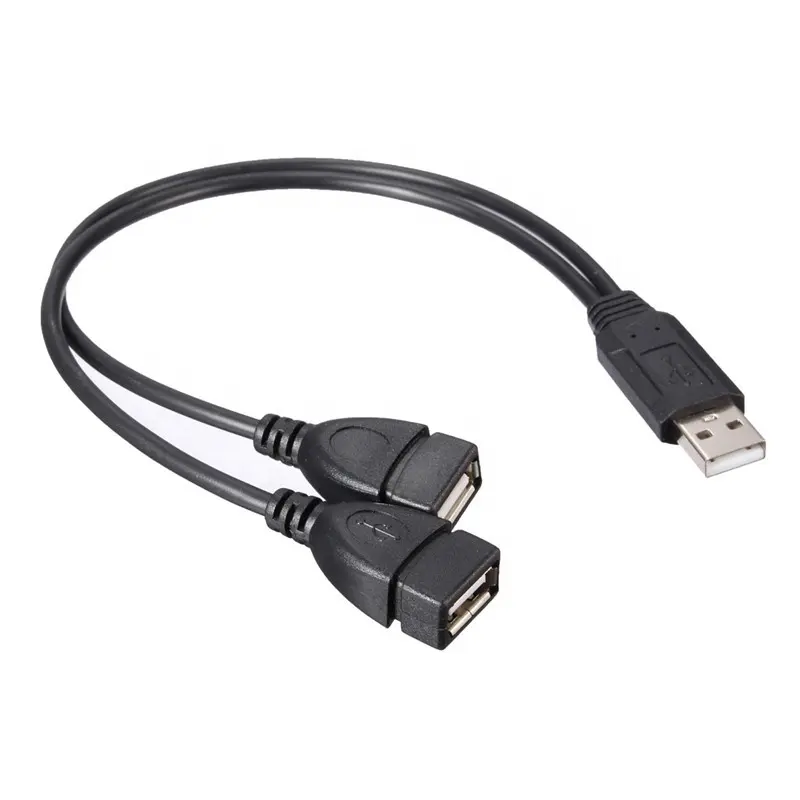 USB 2.0 A erkek Splitter çift 2 USB dişi bağlantı noktası şarj kablosu