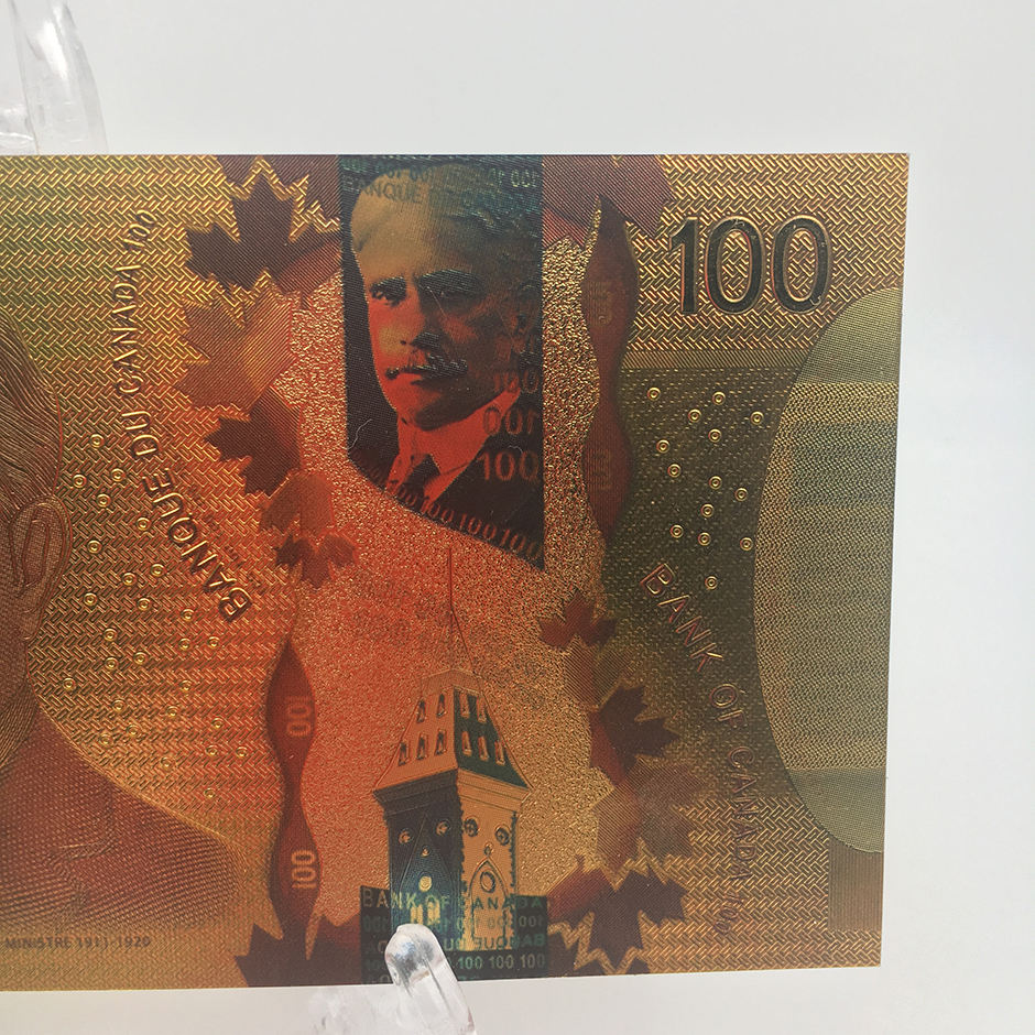 백 캐나다 달러 24k 골드 지폐 생생한 머니 이미지 크기 스탠드