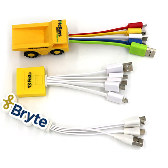 Custom Cartoon Shaped 3in1 Micro-USB Cable New Gadgets 4in1 PVC Jacketed USB Cable