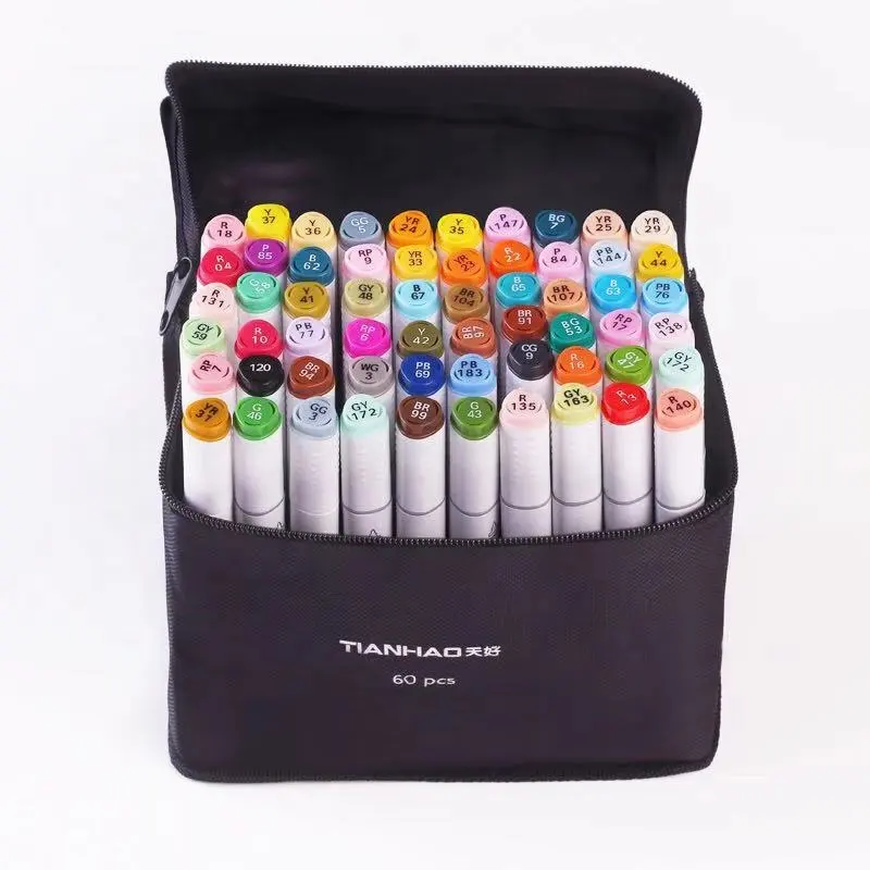 Marcador de desenho para arte de 168 cores, marcador de desenho de álcool secagem rápida com dupla ponta