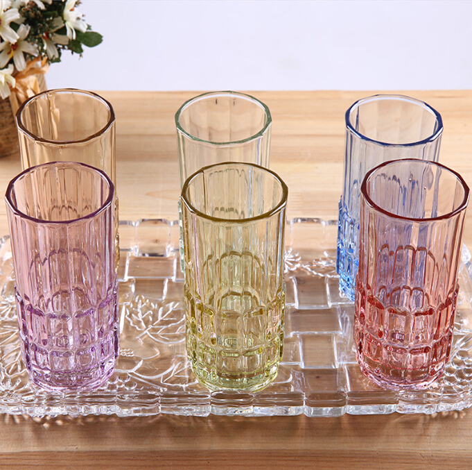 Haonai 230ml drinking glass water glass cup 6 assortment color