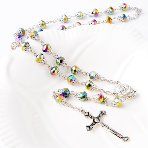 Tasbih Katolik, buatan tangan rosario manik rantai grosir kalung kustom Hotsale kaca liontin kalung warna kaca mutiara Islam - Product Image 5