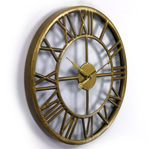 Orologio <span class=keywords><strong>da</strong></span> <span class=keywords><strong>Parete</strong></span> Rotondo in Metallo Bronzo Moderno Vintage <span class=keywords><strong>da</strong></span> 60 cm (24 Pollici) con Movimento al Quarzo per Soggiorno - Product Image 2