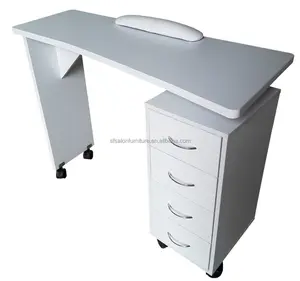 MESA DE MANICURA duradera/moderna/práctica SF6002, muebles de salón de manicura modernos y únicos, de goma cromada blanca