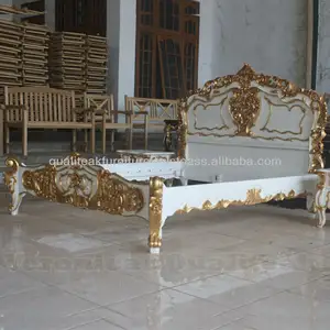 Antique Bedroom Furniture - Antique French White Rococo Bed