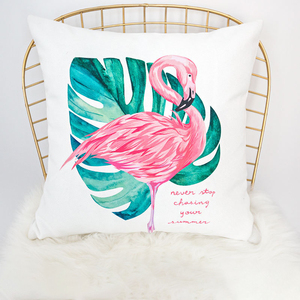 High Quality Digital Printed Pink Flamingos <strong>Velvet</strong> <strong>Cushion</strong> <strong>Cover</strong> for Hotel - Product Image 5