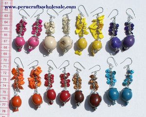 Boucles d'oreilles pendantes artisanales tribales péruviennes pour femmes avec perles de rocaille pour fêtes, cadeaux, fiançailles - Vente en gros - Product Image 2