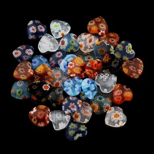 Fait à la main <span class=keywords><strong>couleurs</strong></span> mélangées dos plat coeur Cabochon gros Millefiori lampwork bijoux composant - Product Image 2