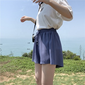2019 Nuovo Stile di Estate Delle Donne A Vita Alta Chiffon di Raffreddamento Breve <span class=keywords><strong>Pantaloni</strong></span> Larghi del Piedino del Pannello Esterno Solido Bicchierini Casuali Accoglienti Tutti I Match bicchierini della ragazza - Product Image 4