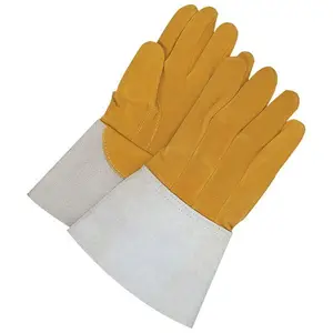 Gants manchettes jaunes en croûte de cuir, pièces, manicle de soudage isolés en cuir de vache jaune, pour la Protection des mains