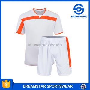 Promotional print New White Orange short sleep soccer Kits - Product Image 1