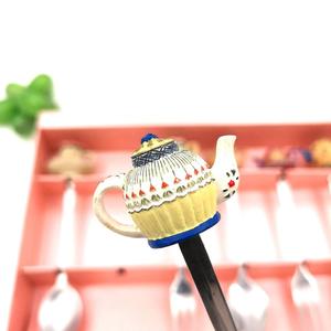 6 cái Flatware Set thép không gỉ Tea Spoon và Pastry Fork Set Poly xử lý Tea Spoon - Product Image 4