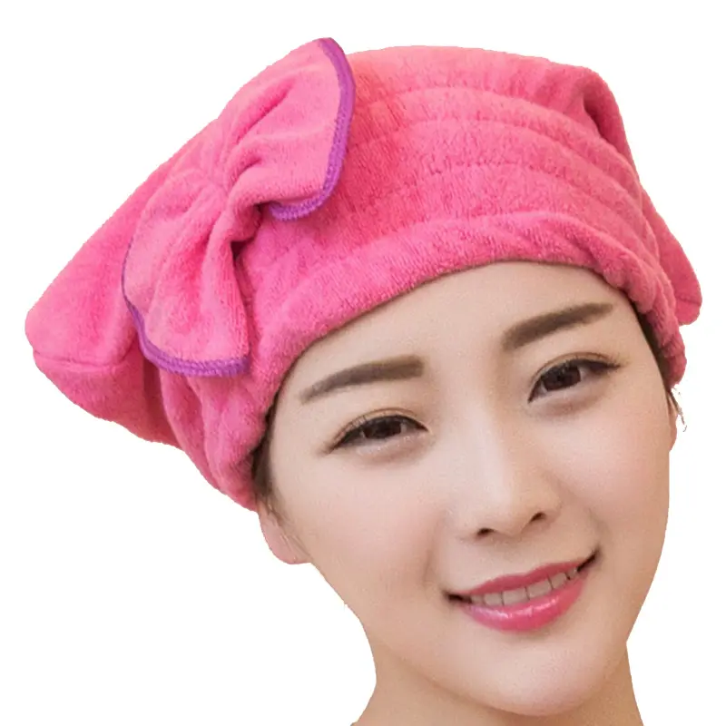 Multi-Colorido Envoltório Turbante Cabeça Banho de Secagem Cap Toalha de Microfibra Cabelo de Secagem Envoltório, Bowknot Projetos Fast-Dry Bath Cabelo Cap