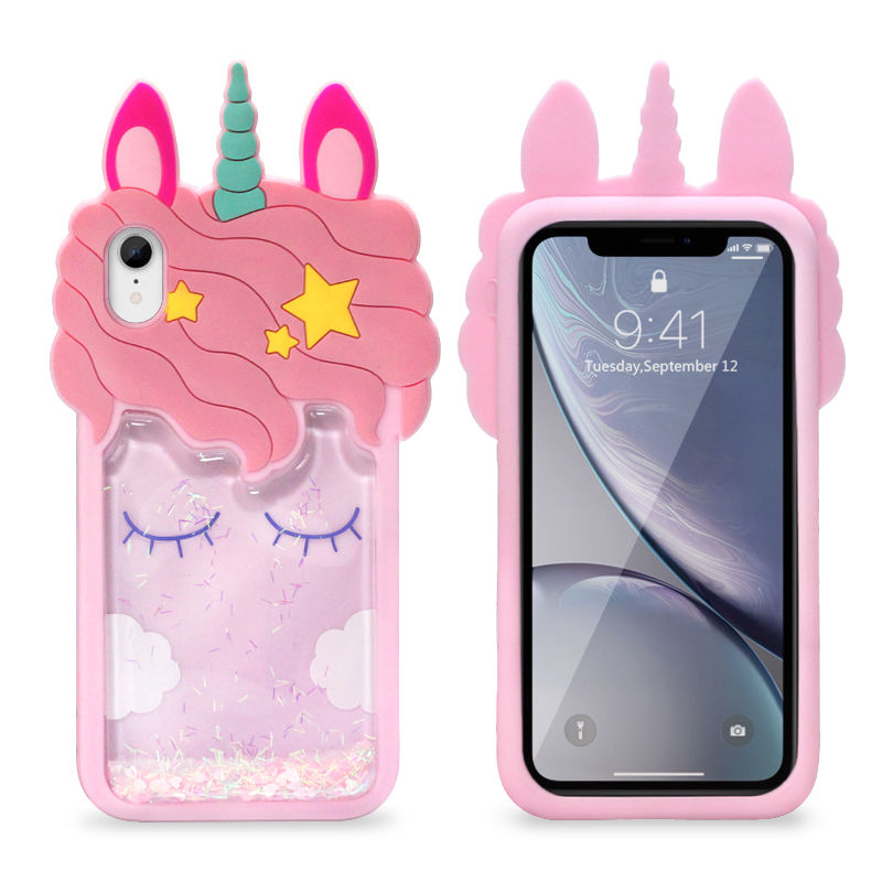2018 Hot Liquid Quicksand Phone Cover 3D unicorn Soft Silicone