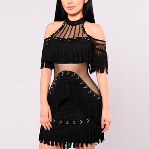 JF Custom Wholesale New manica corta <span class=keywords><strong>senza</strong></span> <span class=keywords><strong>spalline</strong></span> Stand nappa Mesh Vestido Bodycon elegante Mini A Line Sexy Party womens dresses - Product Image 1