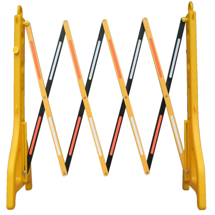 Yellow Portable Retractable Fence Plastic Expandable  Road Safety Barrier