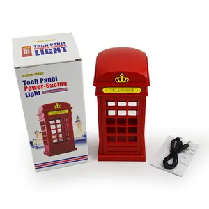 Wholesale Stock Small Order Creative USB Gift Table Lamp Retro Touch Telephone booth Night Light