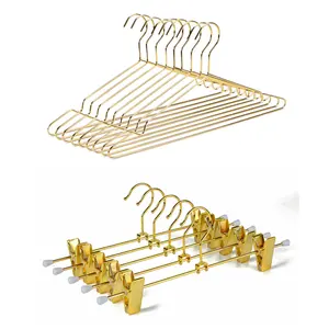 Clothes Hanger Clothes Hanger MH023 Luxury Durable Gold Metal Wire Clothes And Pants Hanger