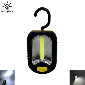 mini portable magnetic work light 3 W COB LED AAA Battery with Stand hook for camping repairing DIY lamp factory cheap price