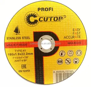 Hot sales cutop brand cutting disc size 7 inch 180x1.9x22.23 cutting disc for stainless steel and metal cutting disc