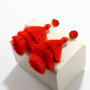 Bán Buôn Bohemian Funky Tassel Bông Tai Thiết Kế Mới Dài Tuyên Bố Thả Cho Phụ Nữ-Vui Vẻ Treo Đồ Trang Sức - Product Image 4