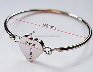 Customize Jewelry Factory Supply Directly Fashion Bangle Stainless Steel Heart Bracelet Cuff Bangle for unisex