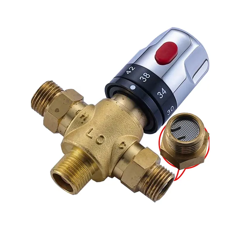 Wholesale and Retail Thermostatic Mixer Valve Bathroom Kitchen Faucet Mixer Valve Water Temperature Control Valve 1/2"Valve