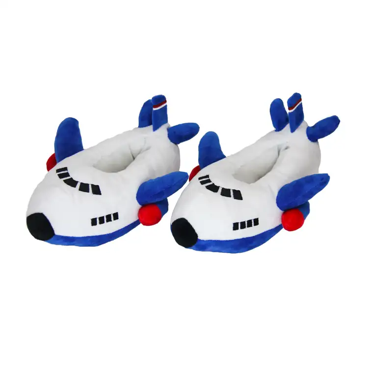 Pantuflas de felpa para niños, Pantuflas en forma de avión para interior e Invierno