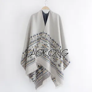 Cape poncho tribal aztec tribal pour femmes, couleur grise, nouvelle collection