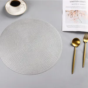 Round Table Placemat Eco-friendly PVC Silver /round Placemats Mats & Pads,mats & Pads 7 Days KOREAN 38cm 80g Sustainable,stocked