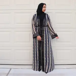 Grosir gaun formal hijab-CALR153 Desain Baru Pola Geometris Digital Printing Abaya Kimono Islam Gaun Hijab