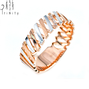 Hongkong Trendy Art Deco Vintage Ring 14K Rose White Gold Weaving para boda Compromiso Regalo Fiesta Aniversario - Product Image 2