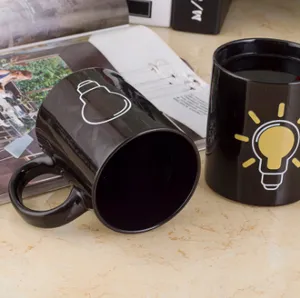 Mug ajaib berubah warna keramik porselen hitam air panas membuat Mug ajaib berubah warna cangkir ajaib kualitas tinggi