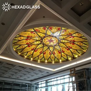 Safety Colorful Decorative Dome Shape Stained Glass Roof For Ceiling