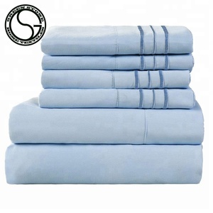 <span class=keywords><strong>Set</strong></span> di lenzuola da letto in microfibra con conteggio di fili 1800 in 6 pezzi <span class=keywords><strong>Set</strong></span> di lenzuola da letto King Size stile semplice per la casa Hotel 6 pezzi in poliestere - Product Image 1