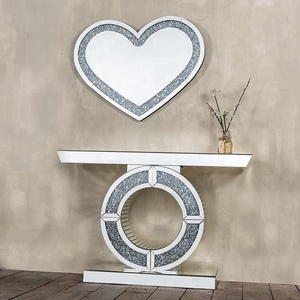 Set di Specchio Console <span class=keywords><strong>e</strong></span> Tavolo Grande con Diamanti Incastonati per Soggiorno - Product Image 1