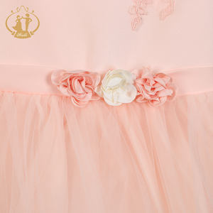 Agile Più Nuovo Disegno Elegante Che Borda il Fiore di Raso Manica Corta Vestiti Dalla Ragazza Del Bambino di 1-4 Anni - Product Image 5