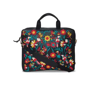 Fancy suave moda al por mayor de cuero floral equipaje mensajero cómodo Portátil Bolsa para las mujeres