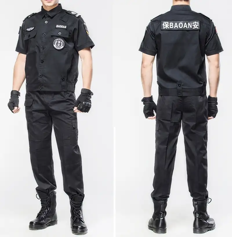 Uniforme de segurança personalizado com camisa e calça, uniforme de segurança preta da jaqueta