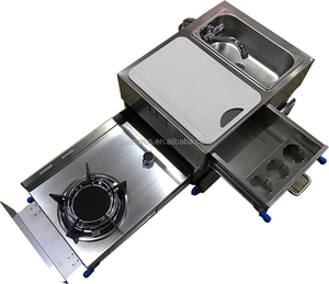 RV <span class=keywords><strong>caravane</strong></span> cuisine En Acier Inoxydable Mini Un Brûleur Pull Type Cuisinière À Gaz Intégré Avec Évier Et Tiroir GR-C001 - Product Image 3
