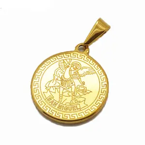 Olivia nueva venta caliente de acero inoxidable de oro de la joyería de los hombres religiosos Saint Michael medalla colgante