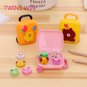 Personalisiertes Werbe-Schulbedarf-Set Großhandel Ausgefallene Cartoon-Tier-Stil Bleistifte 3D Radiergummis für Kinder TWINS WIN - Product Image 2