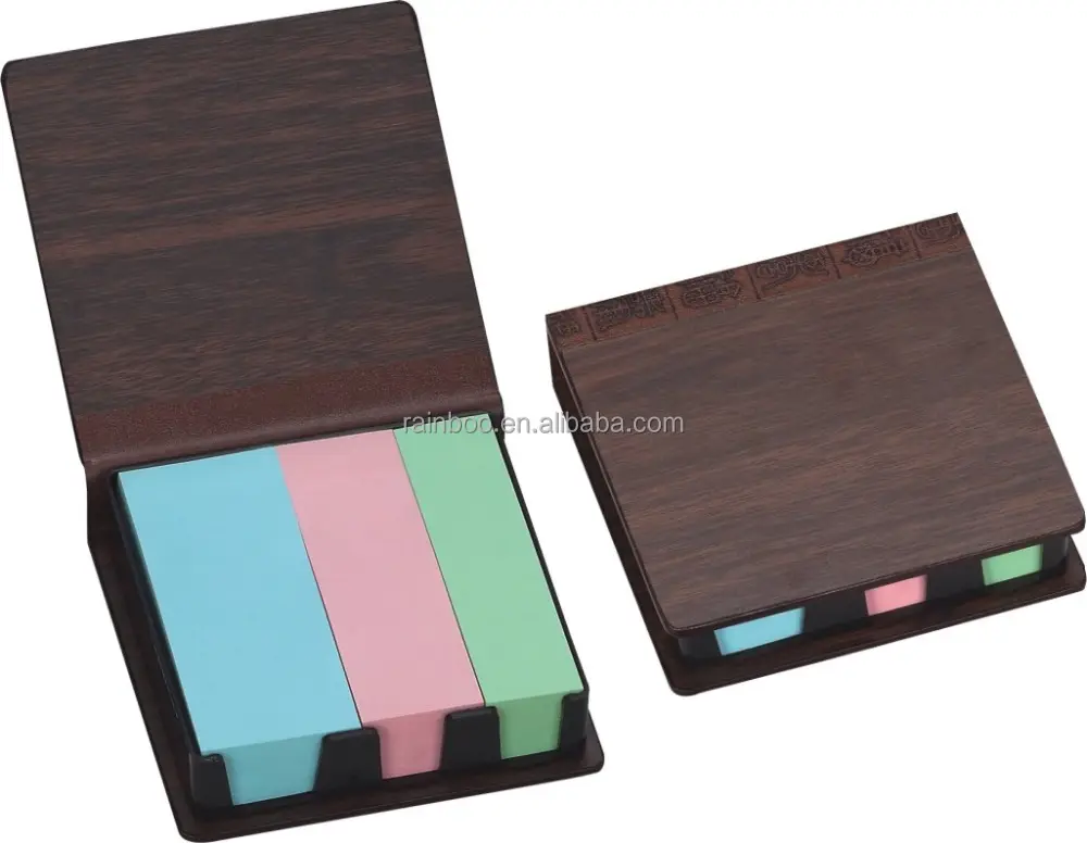 Logo printed 3 colors sticky note holder with wooden box